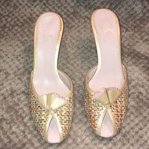 Cole Haan Tall Kitten Heel Open Toe Slip On Sz 9